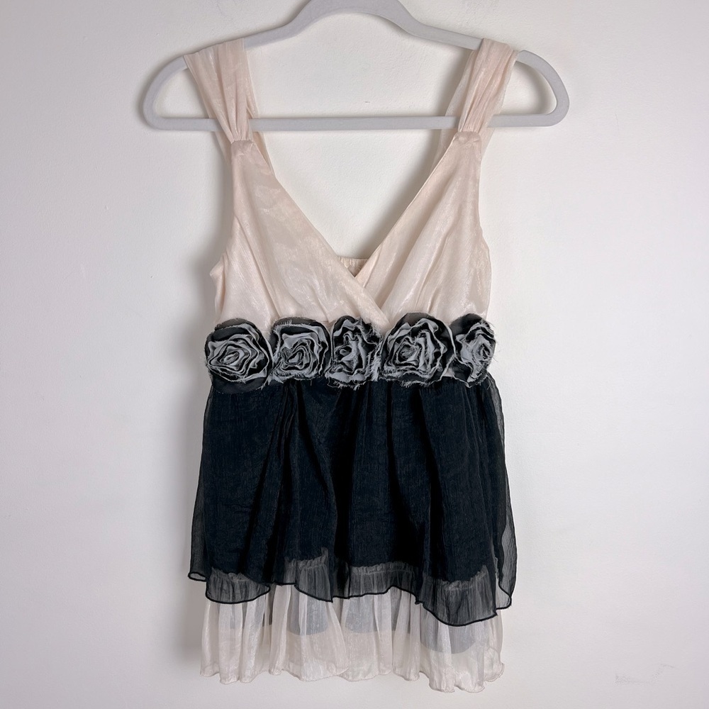 Rachael & Chloe | Vintage 90s Babydoll Fairy Rosette Flowy Sleeveless Top | M